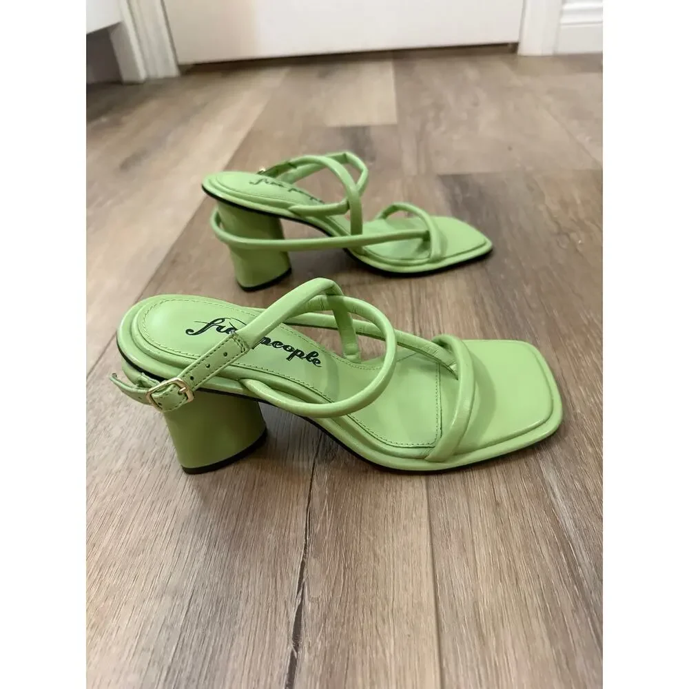 free people perth strappy slingback heels secret sage green women 6.5 US / 37 EU